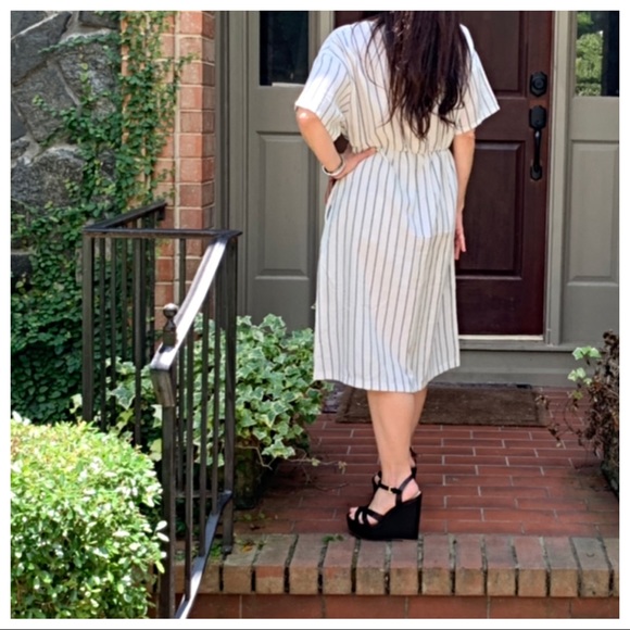 ✨PARIS✨Chic striped button down midi dress - Picture 5 of 8
